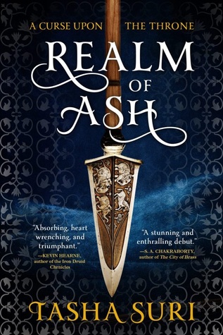 Cover of Tasha Suri's Realm of Ash, with a wooden spear